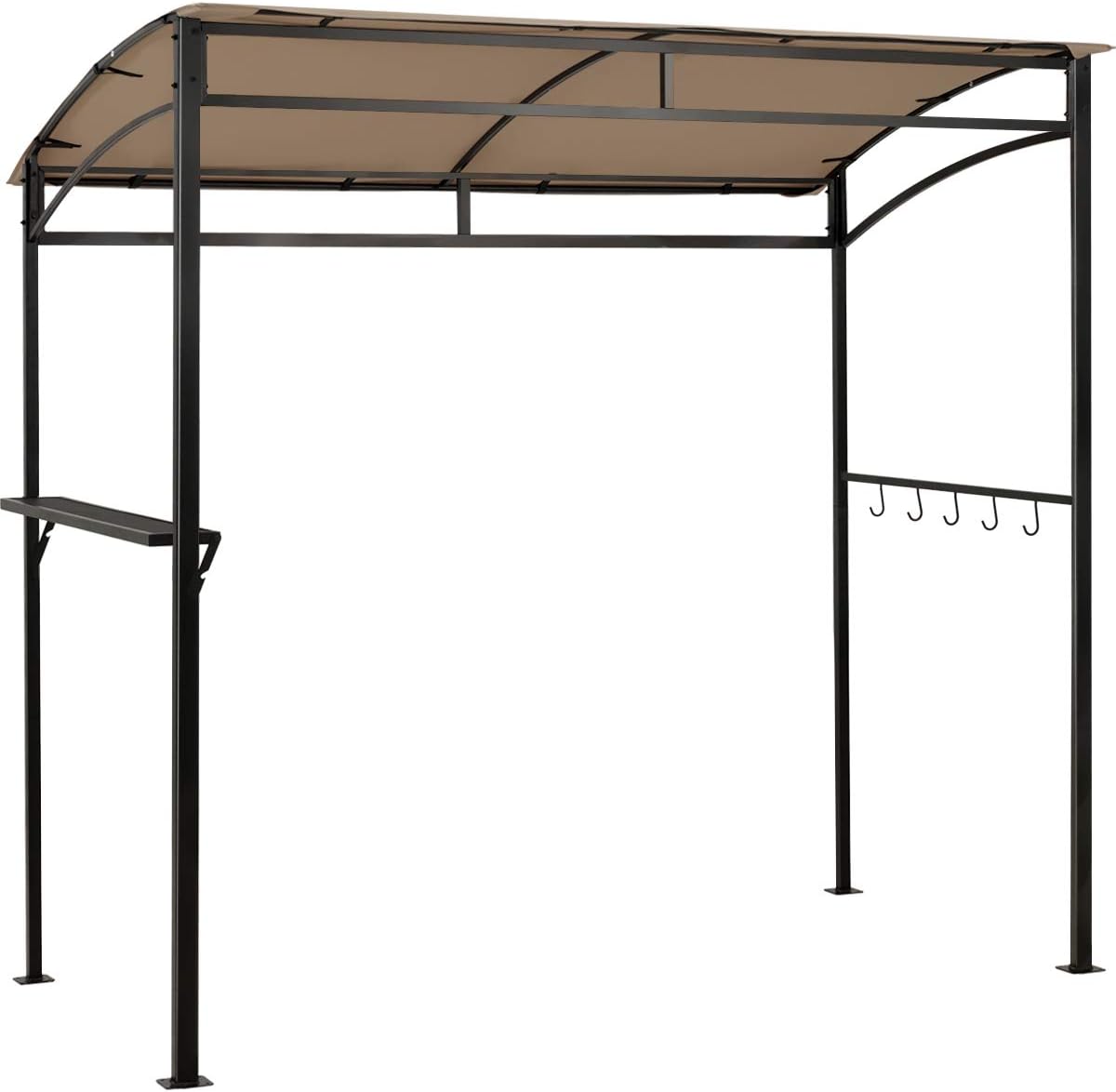 Giantex 7x4.4ft Grill Gazebo, Patio Outdoor Backyard BBQ Canopy Shelter, Soft Top, Heavy-Duty Steel Construction, Storage Shelf, Hanging Hooks, Bear Opening Setting, Anchor Kit (Brown)