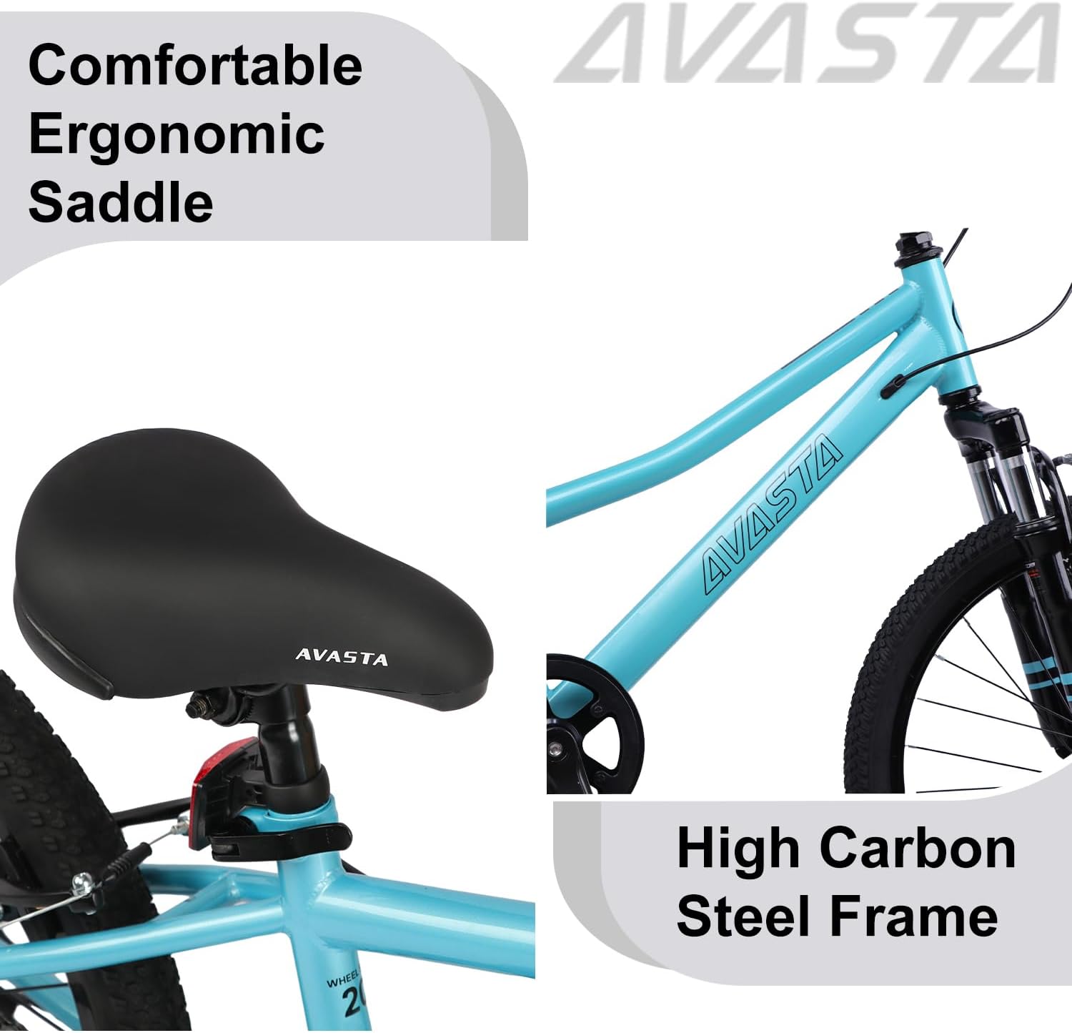 AVASTA Govet 20'' Kids Mountain Bike for 6-12 Years Old Boys Girls with Suspension Fork, 6 Speeds Drivetrain, Multiple Colors