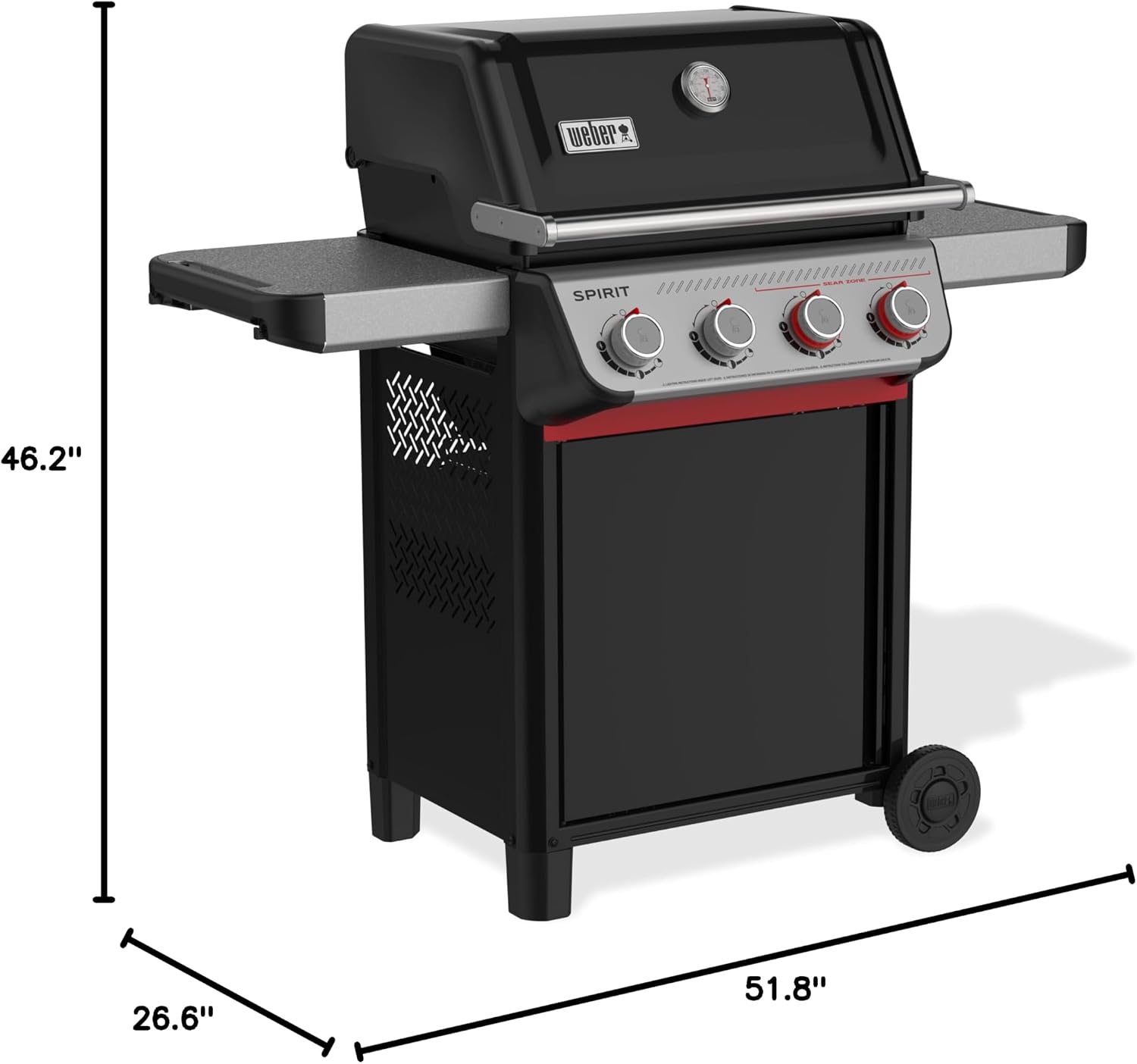 Weber Spirit E-425 Liquid Propane Gas Grill for Outdoor Cooking and BBQ, 4 Burner, Black – Porcelain-Enameled Cast-Iron Grates, 2 Boost Burners &Sear Zone