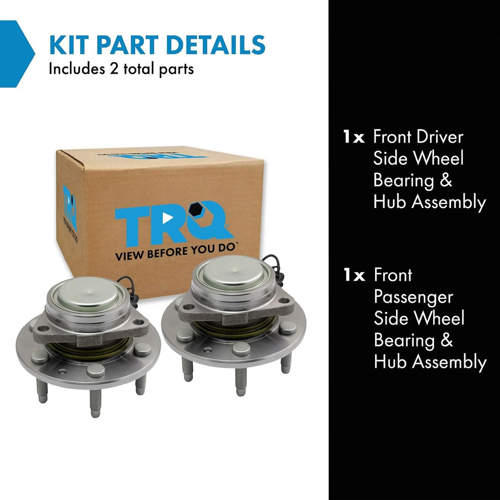 TRQ 2 Piece Front Wheel Bearing & Hub Assembly Set with ABS Sensor Compatible with 2015-2020 Cadillac Escalade Escalade ESV 2014-2018 Chevrolet Silverado 1500 2019 Silverado 1500 LD Suburban Tahoe GM