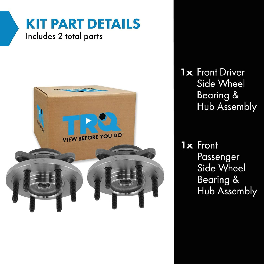 TRQ 2 Piece Wheel Bearing & Hub Assembly Set Compatible with 2007-2010 Ford Expedition Lincoln Navigator