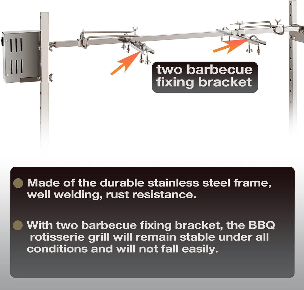 DEWOSEN 46' Outdoor Electric Rotisserie Grill Kit | 125LBS Pig Spit Rotisserie Grill | 45W Rotatable Motor BBQ Rotisserie Kit | Height Adjustable Spit Roaster Stand for Roasting Pig Lamb