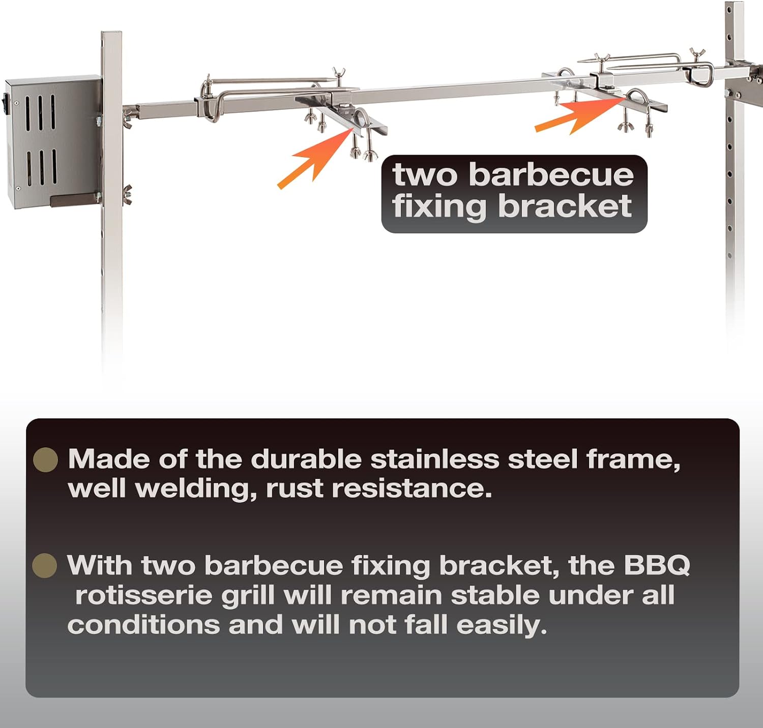 DEWOSEN 46' Outdoor Electric Rotisserie Grill Kit | 125LBS Pig Spit Rotisserie Grill | 45W Rotatable Motor BBQ Rotisserie Kit | Height Adjustable Spit Roaster Stand for Roasting Pig Lamb