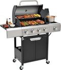 EUHOME Upgraded 51,000 BTU Stainless Steel Burner Barbecue Grill, 4 Burner BBQ Propane Gas Grill with Side Burner, 452 sq. in Cooking Area with Porcelain for Patio, Camping, Outdoor Cooking