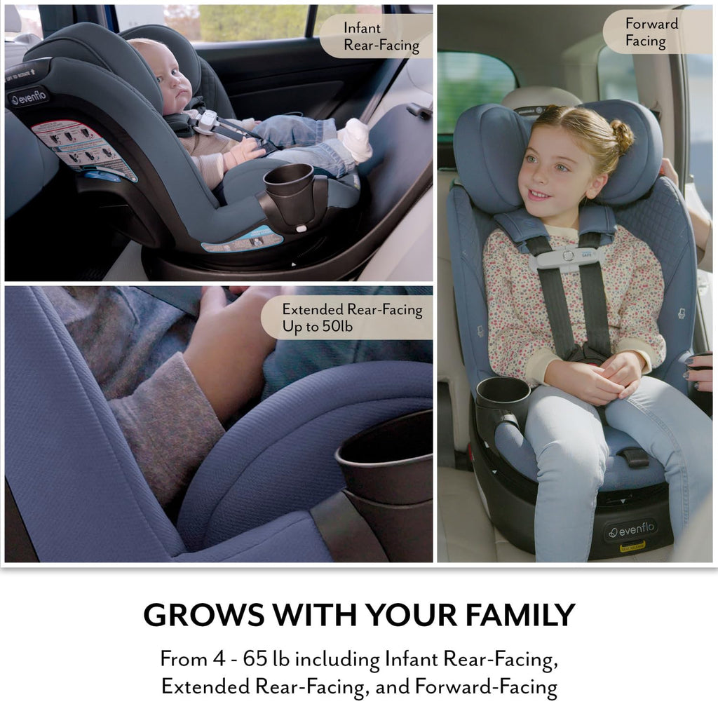 Evenflo Revolve360 Slim 2-in-1 Rotating Car Seat with Green & Gentle Fabric (Quartz)