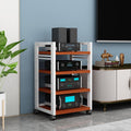 Open 4-Tier Media Stand Audio Video Component Cabinet DVD CD Player Stand Stereo Power Amplifier Equipment Storage Rack with Height Adjustable Wooden Shelf for Home/Office/Theater (Color : F)