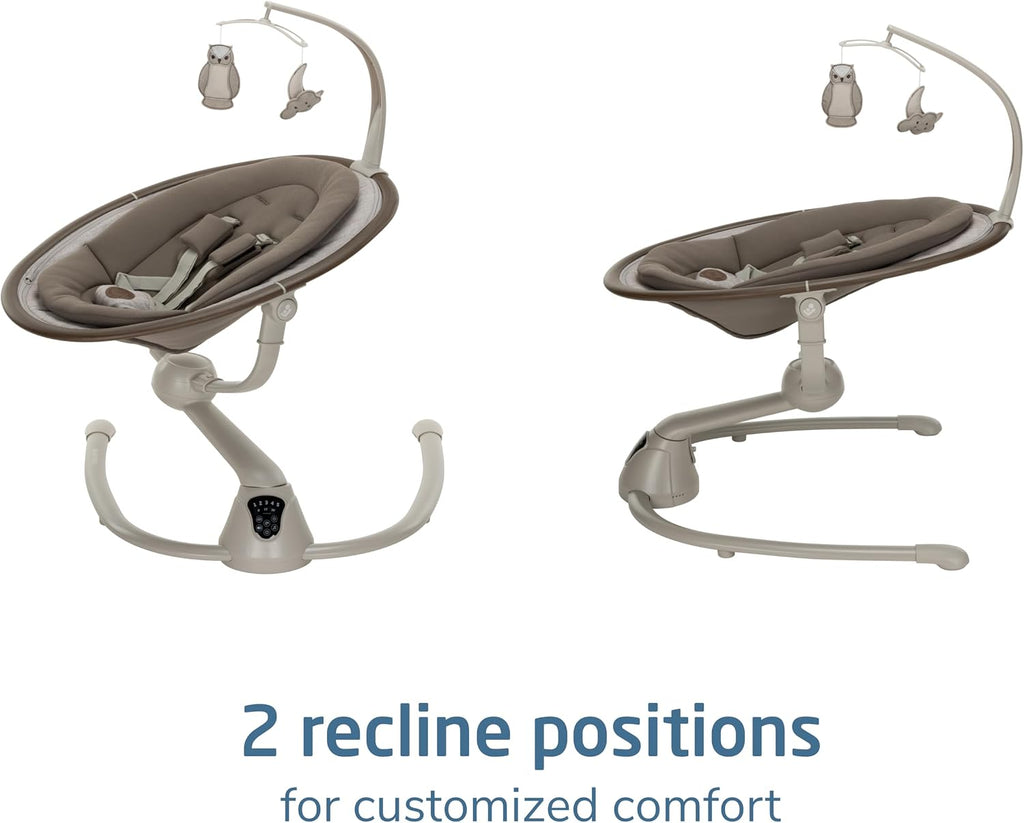 Maxi-Cosi Cassia Smart Baby Swing for Infants, Portable Foldable Swing with Music, 360 Rotation, 5 Speeds, 12 Melodies, EcoCare Fabric, Auto Motion Sensor, 2 Reclines, Truffle