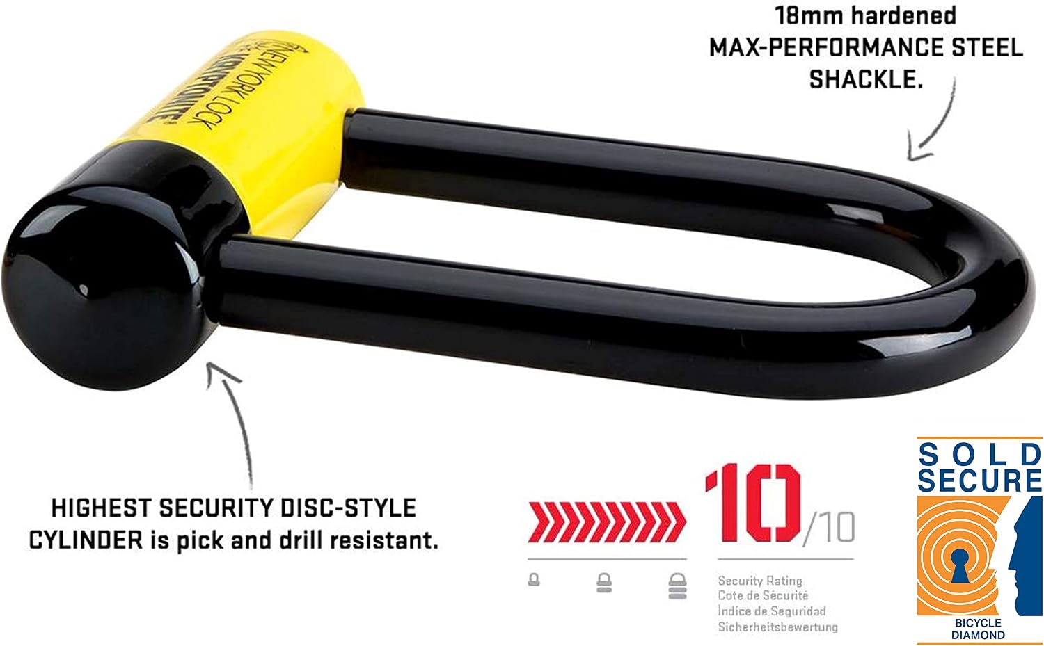 Kryptonite New York Fahgettaboutit Mini Bike U-Lock, Heavy Duty Anti-Theft Bicycle U Lock, 18mm Shackle with Keys, Ultimate Security Lock for Bicycles E-Bikes Scooters