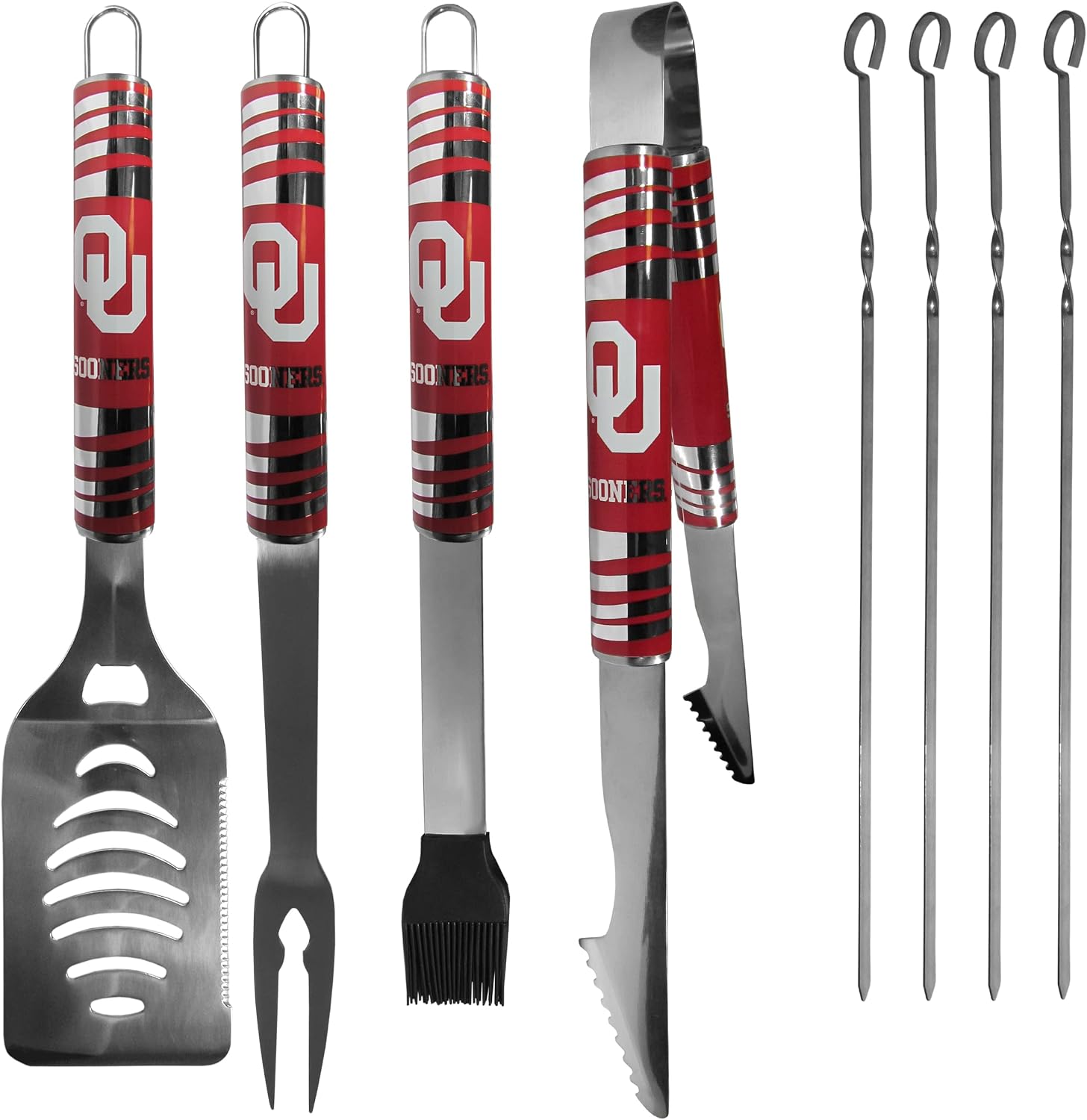NCAA Siskiyou Sports Fan Shop Oklahoma Sooners Steel Tailgater BBQ Set w/Case 8 piece Gray