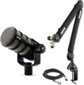 Rode PodMic Dynamic Podcast Microphone with Rode PSA1+ Boom Arm, XLR Cable and StreamEye Polishing Cloth
