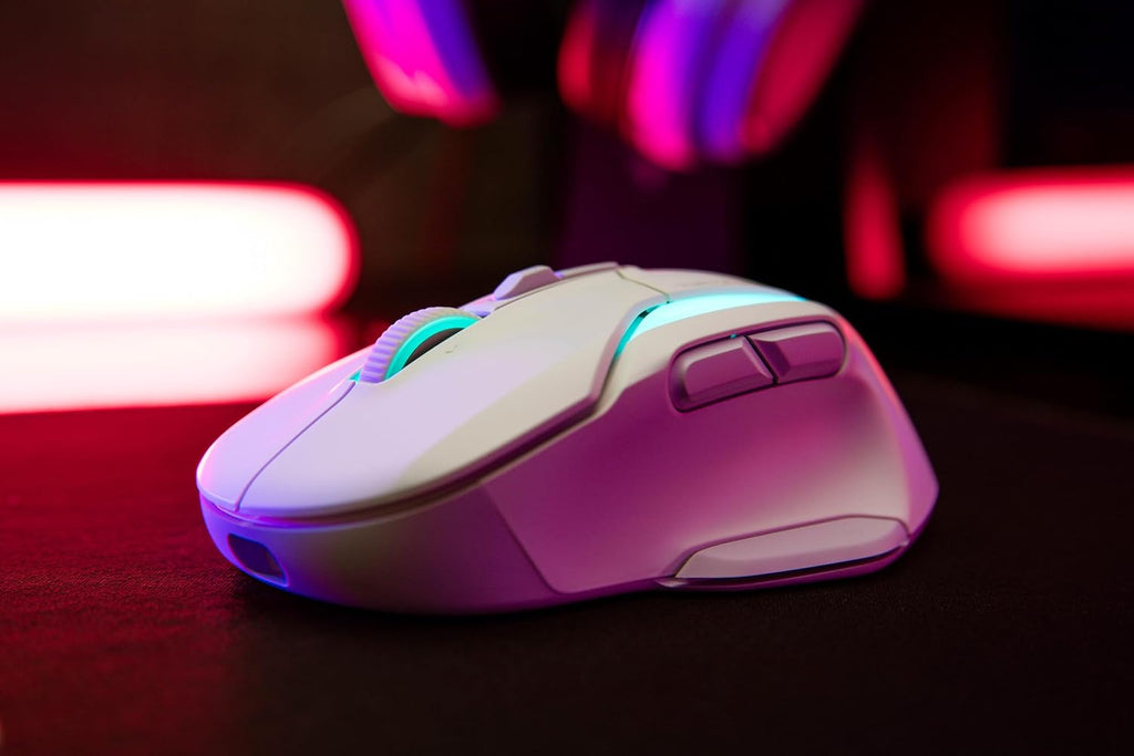 Turtle Beach Kone II Air Wireless RGB Gaming Mouse, 350-Hr Rechargeable Battery, 26000 DPI Optical Sensor, 100M Click Optical Switches, 21 Customizable Inputs, Ergonomic, 4D Scroll Wheel– Arctic White