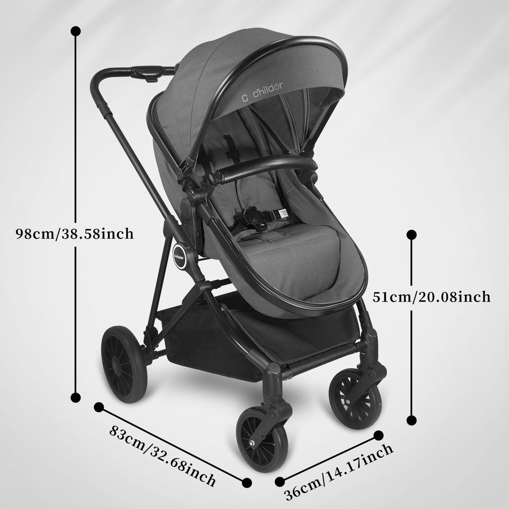 Cochildor Lite 2.0 Baby Stroller with Newborn Mode, 2-in-1 Foldable Infant Stroller with Reversible Seat and UPF 50+ Canopy