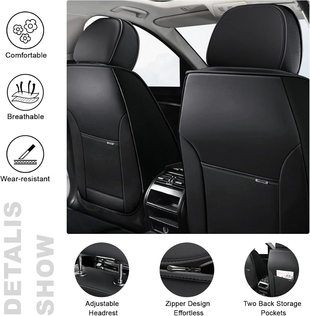 2 Seat Covers for Subaru Outback 2000-2026 Breathable Car Seat Covers,Anti-Slip Waterproof Car Seat Protectors with Airbag,Automotive Vehicle Cushion with Storage Pockets (Standard,Black)
