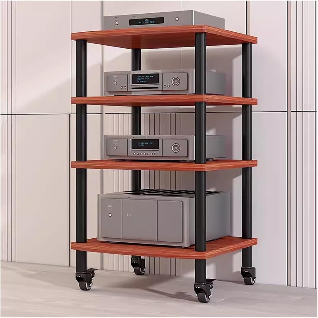 4 Shelf Rolling Stereo Racks with Wheels Media Stand Audio/Video Component Cabinet, Home Modern HiFi Rack Electronics Equipment Shelfs, #2