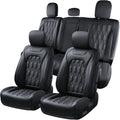 Coverado Car Seat Covers Full Set, Leather Ford F150 Seat Covers Fit for 2015-2026 F150 and 2017-2026 F250 F350 F450 Super Duty Crew Cab XL XLT Lariat King Ranch Platinum (Black)