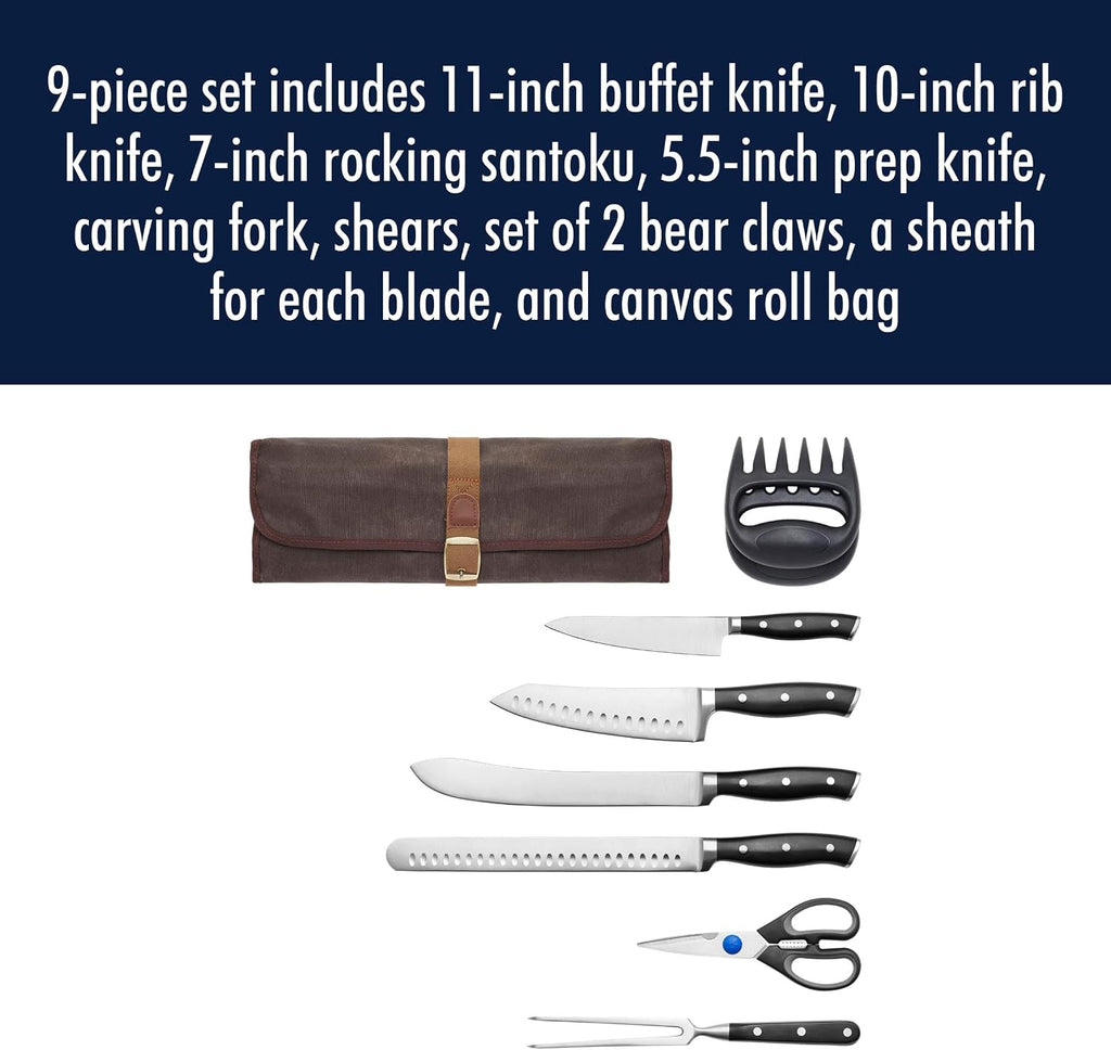 Henckels Forged Accent 9-pc Barbecue Carving Tool Set,Black