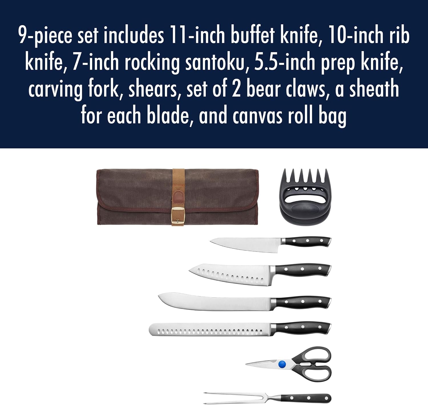 Henckels Forged Accent 9-pc Barbecue Carving Tool Set,Black