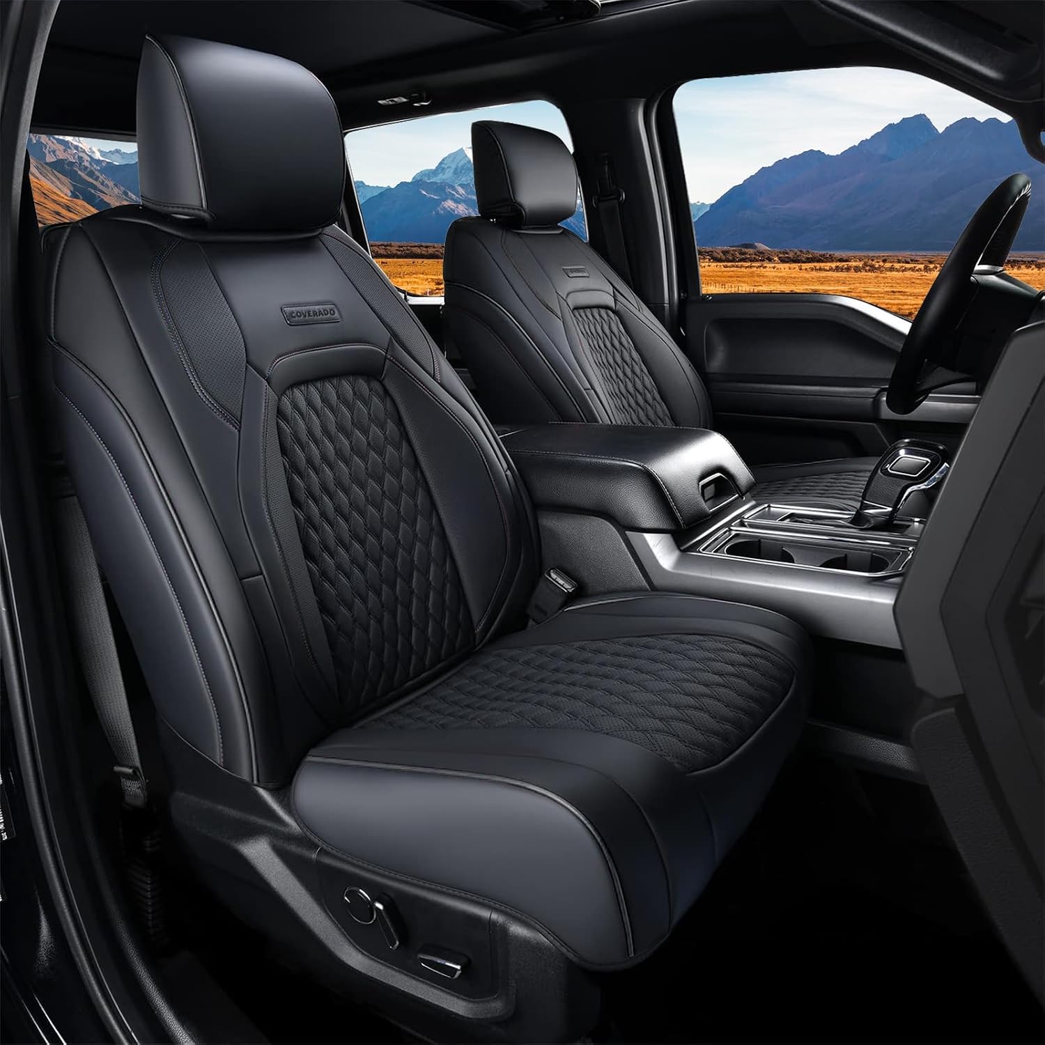 Coverado Seat Covers Full set for Jeep Wrangler, Waterproof Car Seat Covers for Truck Automotive Seat Covers Custom Fit for 2013-2017 Jeep Wrangler JK 2-Door, Full Coverage Wrangler Seat Covers(Black)