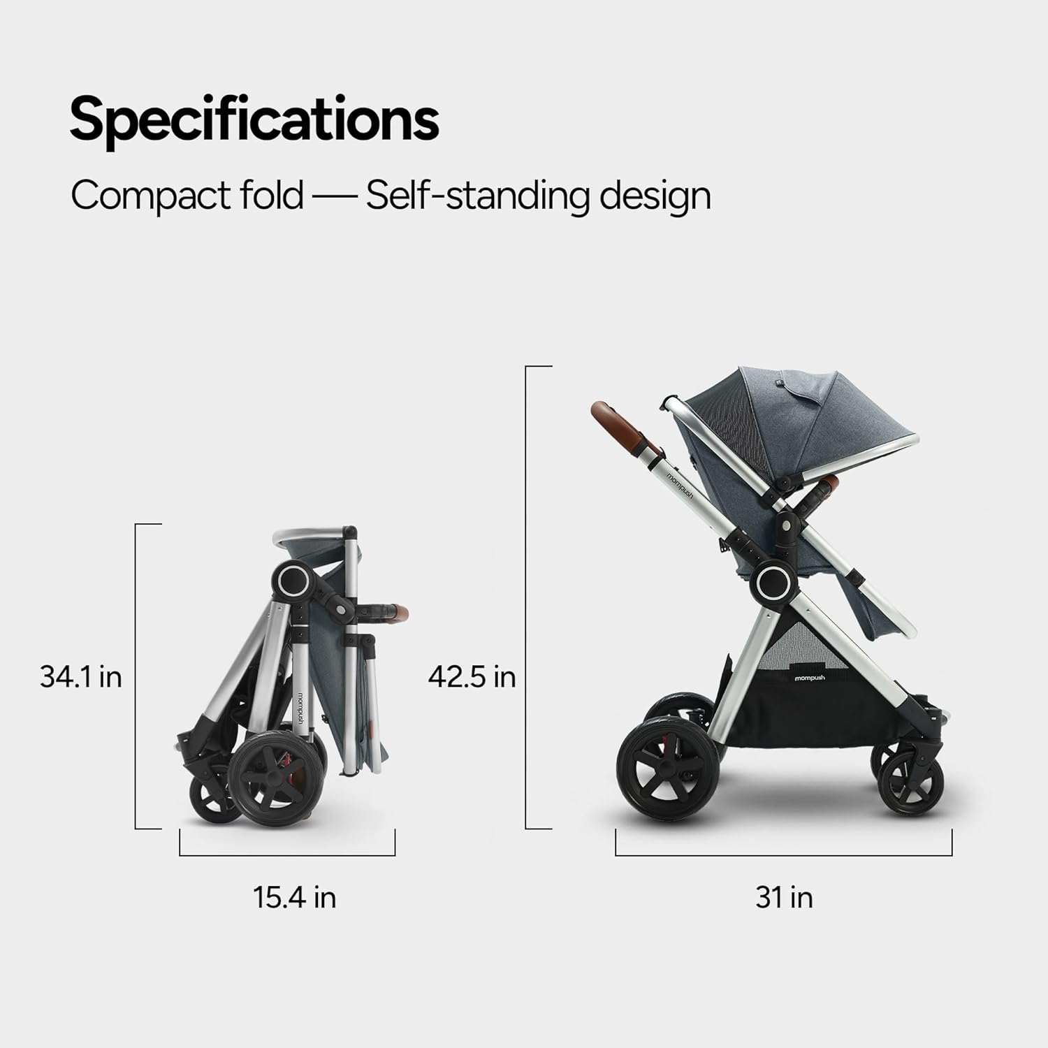 Mompush Ultimate2 Baby Stroller, Premium Convertible Full-Size Stroller for Toddler, Reversible Seat with One Hand Recline Adjustment, Car Seat Adapter Included
