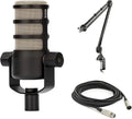 Rode PodMic Dynamic Podcast Microphone with Rode PSA1 Boom Arm, XLR Cable and StreamEye Polishing Cloth
