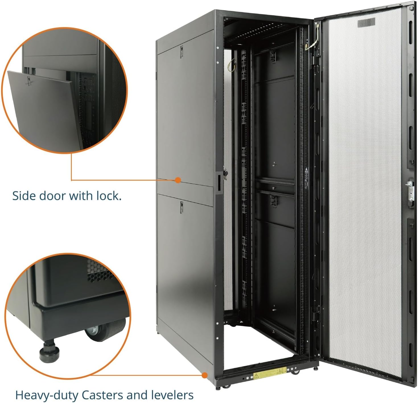 Tecmojo 42U Server Rack Cabinet - PRE-Assembled 24inch Width 43inch Depth IT Network Equipment Cabinet Rack Enclosure with Casters - 3000lbs Weight Capacity