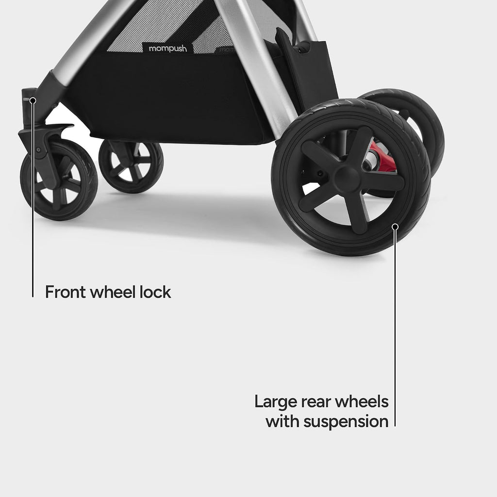 Mompush Ultimate2 Baby Stroller, Premium Convertible Full-Size Stroller for Toddler, Reversible Seat with One Hand Recline Adjustment, Car Seat Adapter Included