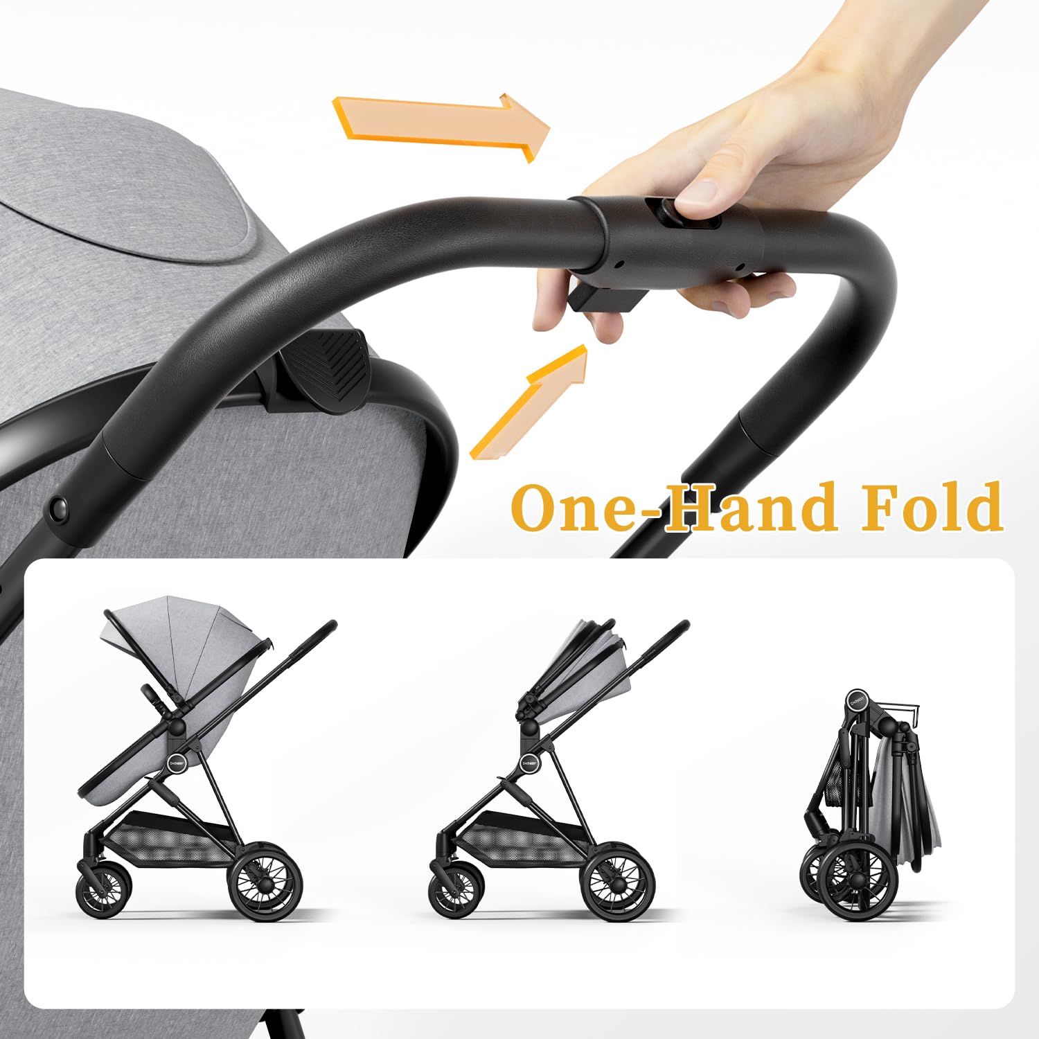 Cochildor Lite 2.0 Baby Stroller with Newborn Mode, 2-in-1 Foldable Infant Stroller with Reversible Seat and UPF 50+ Canopy