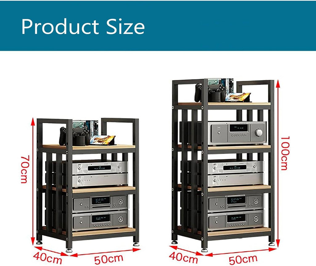 3/4 Tier Furniture Media Stand DVD CD Player Stand Audio Rack Power Amplifier Equipment Cabinet with Height Adjustable Wooden Shelf Floorstanding Storage Shelves (Size : 4 Tier)