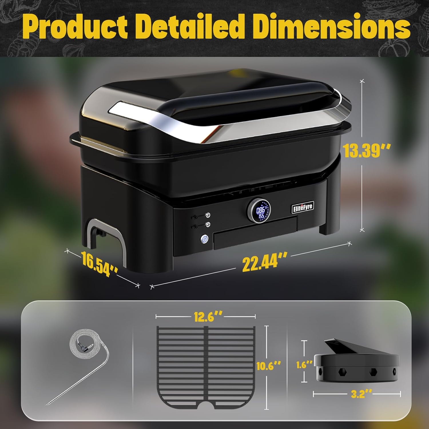 Volteq Smart Electric Grill - 1500W, 650°F, No Smoke Indoor/Outdoor BBQ, Digital Control & Meat Probe, All-in-One for Balcony, Patio, RVs