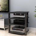Modern Audio Video Media Storage Cabinet, Black AV Stand, Stereo Tower Rack for Entertainment Center, 70x55x90cm - Stylish Media Organizer for Home Theater.