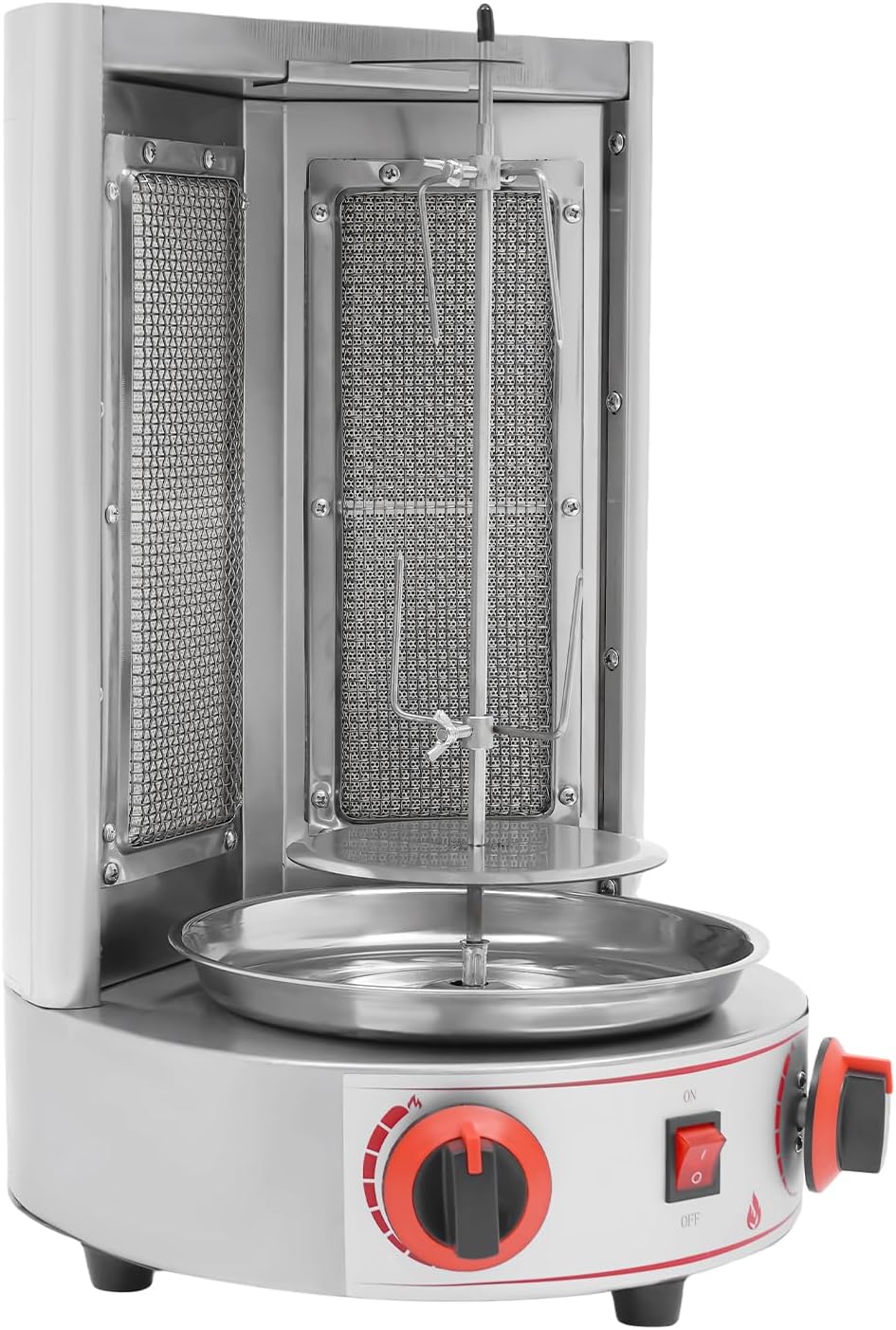 Commercial Rotating Gas Doner Kebab Grill, 3000W 110V Heavy Duty Stainless Steel LPG Grill Spinning Broiler Machine with 2 Burners & Independent Temperature Control Knob for Roast Meat, Roast Duck