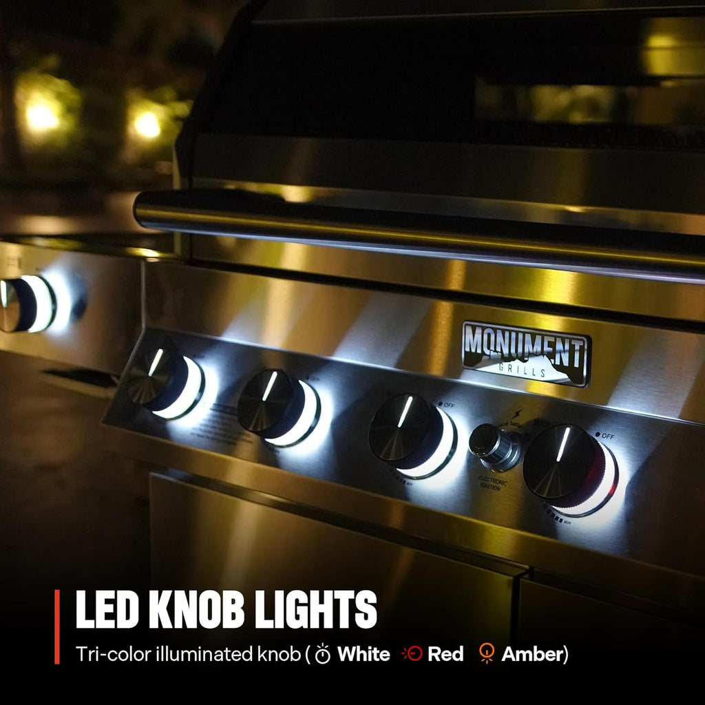 Monument Grills Denali Series, 6+1 Convertible Natural Gas Smart bbq Grill, 6 Burners & 1 Side Burner Stainless Steel Denali 605 with Smart Technology, Knob Controls (Without Conversion Kit)