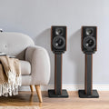 Edifier S2000MKIII Floor Speakers Stands, Heavy Duty 25.7 Inch Hollowed Speaker Supports, Floorstanding Wood Grain Audio Stand for Home Theater, Easy Assembly - Brown (Pair)