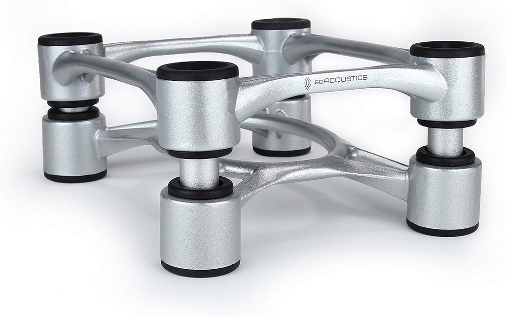 IsoAcoustics Aperta Series Isolation Speaker Stands with Tilt Adjustment: Aperta (6.1' x 7.5') Silver Pair