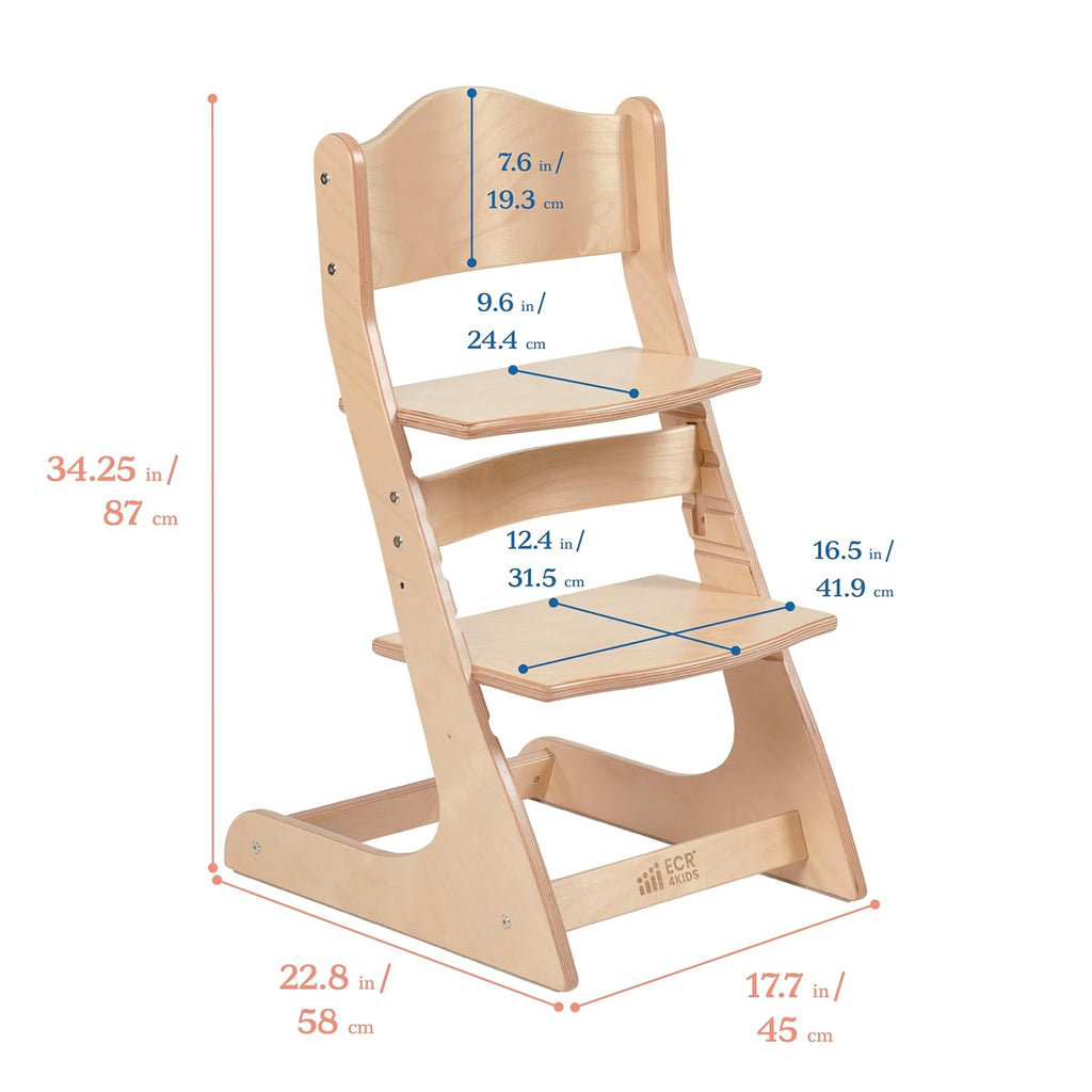 ECR4Kids Grows with Me Chair, Transitional Chair, Natural