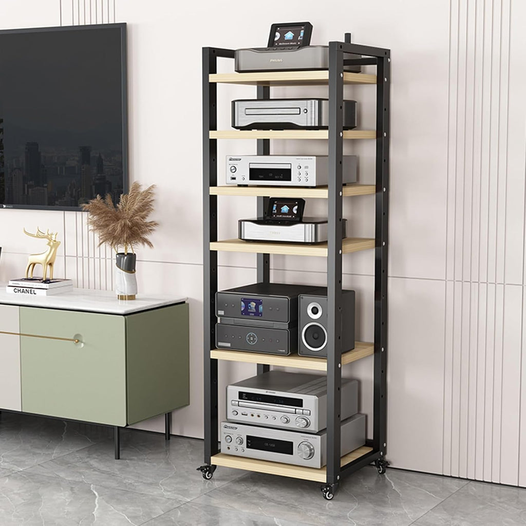 5/6/7/8 Tier Furniture Media Stand DVD CD Player Stand Audio Rack Power Amplifier Equipment Cabinet with Height Adjustable Wooden Shelf Multifunctional Storage Shelves ( Color : B-6 Tier , Size : 60x4