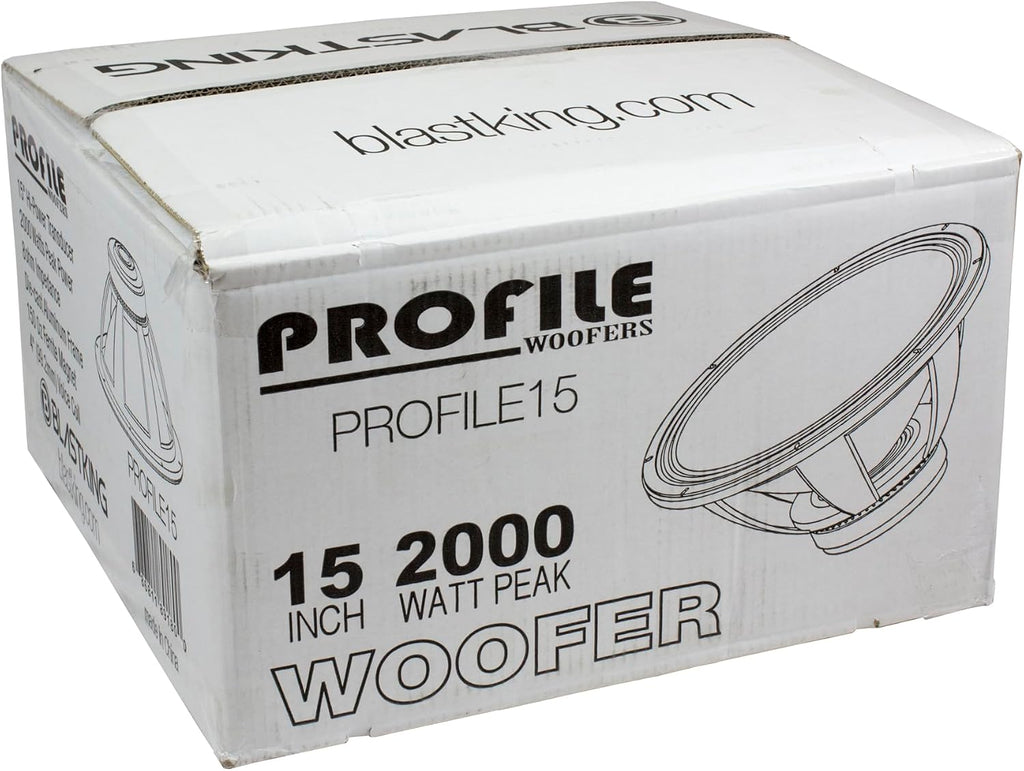 Blastking PROFILE15 15' 2000W High Output Woofer – 4' Voice Coil, 8 Ohm, Ferrite Magnet – Pro Audio Subwoofer Replacement Speaker for PA, DJ, Bass Cabinets