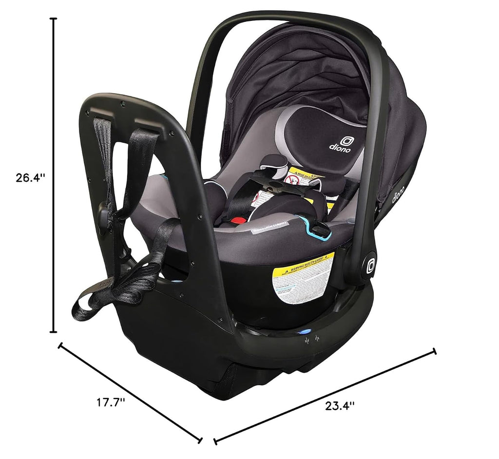 Diono LiteClik30 RXT SafePlus Infant Car Seat and Base, Rear-Facing for Infants 4-30lbs, SafePlus Engineering, with Infant Insert, UPF 50+ Sunshade (Gray Glacier Frost)