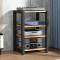 Audio Equipment Rack Cabinet, 5 4 3 2 Tier Av Component Media Stand Stereo Cabinet Audio-Video Tower with Non-Sip Foot Pad, Vertical Printer Holder(Deep Coffee,85cm (33.5in) High)