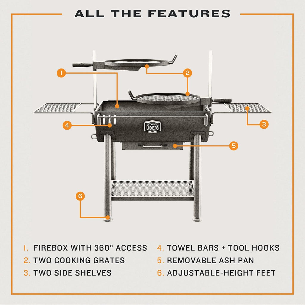Oklahoma Joe's Firecraft Series Modular Open Fire Barrel Charcoal Grill with 480 sq. in. Cooking Area in Black