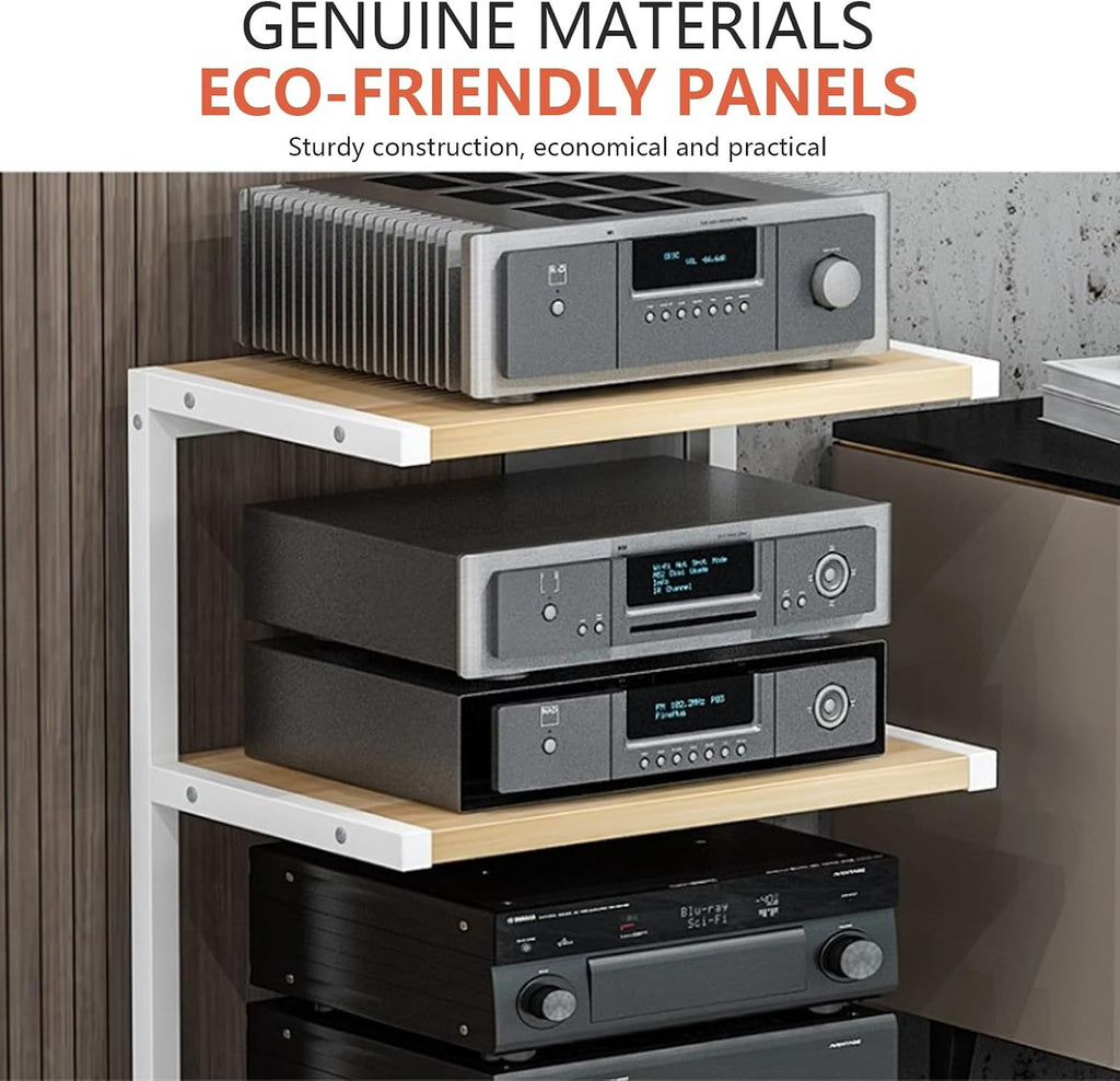 Mobile AV Media Stand on Wheels, 3-Tier Open Storage Rack for HiFi Stereo & Small Video/Audio Equipment, Metal Space-Saving Design, Easy Assembly (Black)