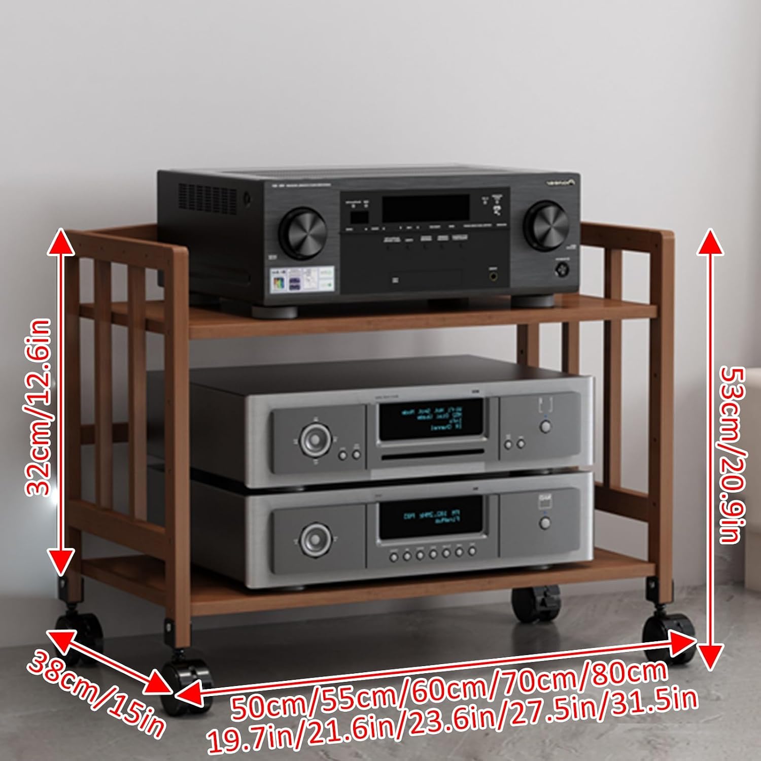 Media Storage Cabinet 4-Tier AV Media Stand Corner Shelf Video Component Cabinet AV Receiver Audio Component Stand Record Player Receiver Electronics Equipment for Living Room Gaming Room Music Studio