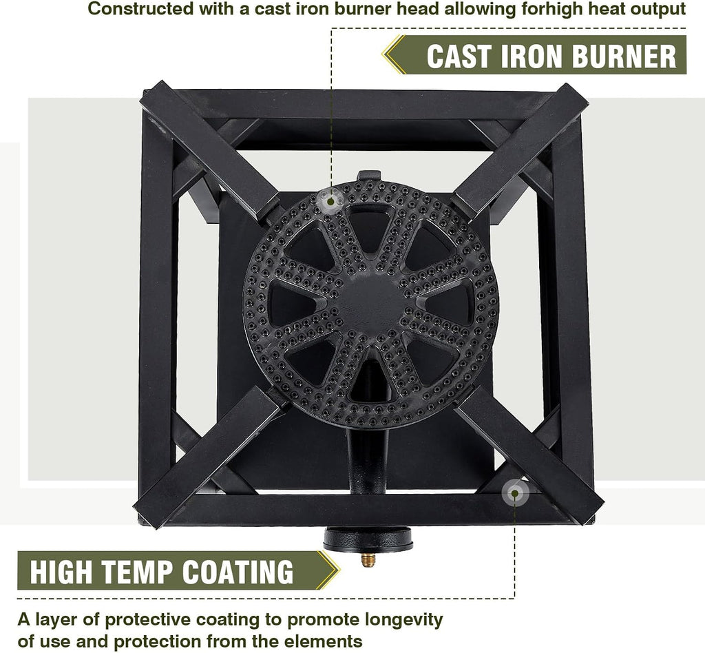 Bestfire 260,000 BTU Outdoor Propane Gas Stove with 0-20 PSI Adjustable Regulator and Steel-Braided Hose for Outdoor Home Cooking and Turkey Frying