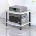 White Wooden Media Stand, 2-Tier TV Stand & Stereo Rack, Entertainment Center for AV Components, Gaming Consoles Storage, Modern Furniture for Living Room