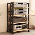 WDJBPSH Heavy Duty Rolling Audio Equipment Cart with Height Adjustable Wooden Shelf, Space-Saving AV Stereo Rack for Office Bedroom Living Room Storage Solution(40cm/15.7in)