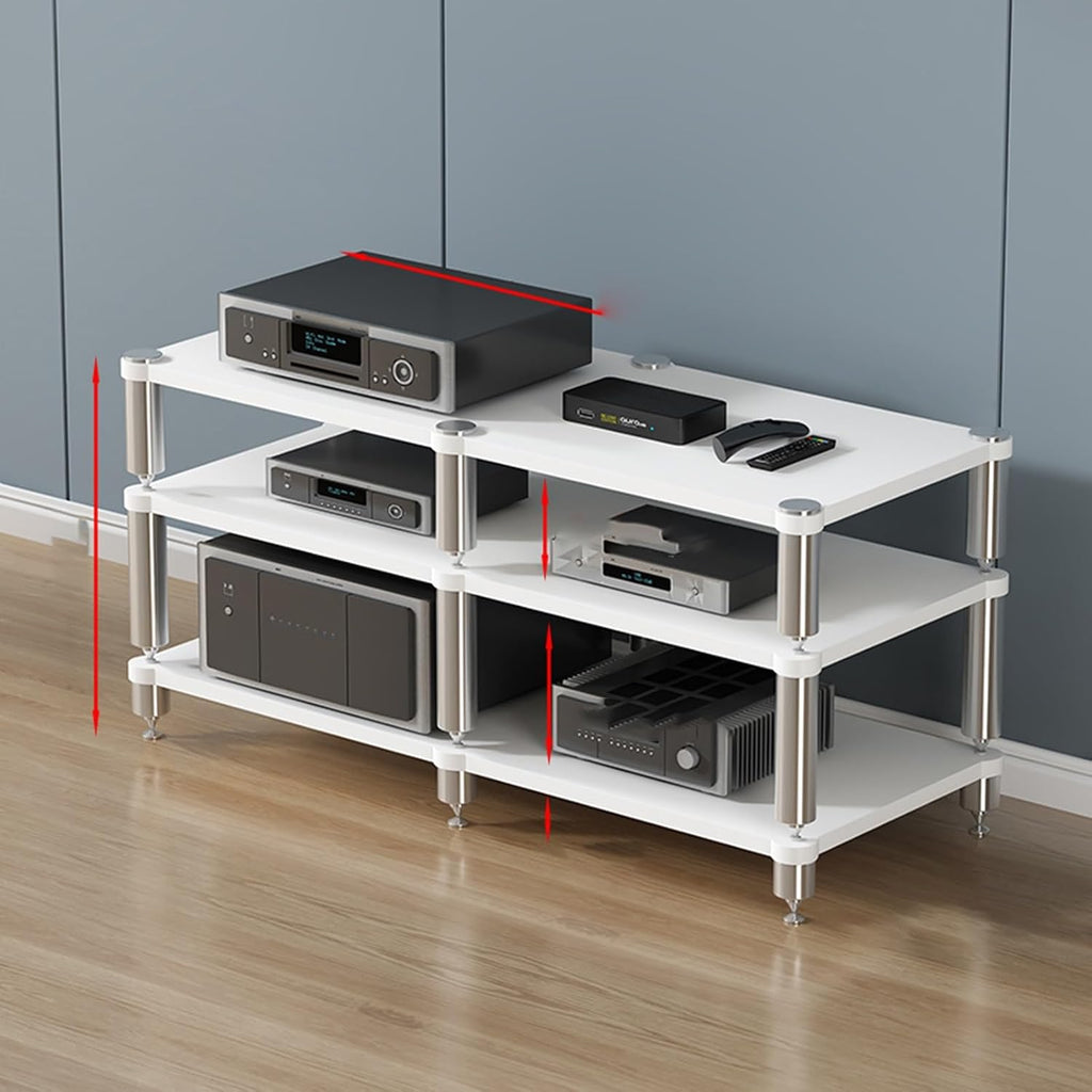 Stereo Rack,Media Storage Cabinet,2/3/4-Tier AV Media Stand Corner Shelf,Audio Rack Tower,Movable Audio Rack Tower Player Stand,Storage for Entertainment Stereo Component,Video Game Console Stand(Ligh