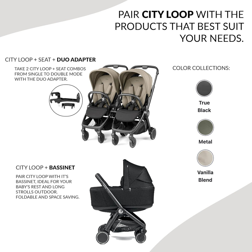 PEG City Loop Frame Only | Compact Travel System from Infant to Toddler | Air Travel Friendly | Compatible with All Primo Viaggio Infant Car Seats-Sold Separately