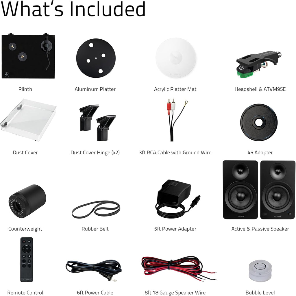 Fluance RT81+ Elite Vinyl Turntable (Piano Black) and Ai61 6.5' Stereo Bookshelf Speakers (Black Ash) Bundle: High Fidelity Sound, Detailed Audio Reproduction, Seamless Integration