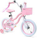 bicystar Girls Bike for Kids Ages 2-8 Years, 12 14 16 18 Inch Kids Bike with Training Wheels, Basket & Streamers, Pink Little Girls Bicycle with Coaster Brake, Birthday Gift