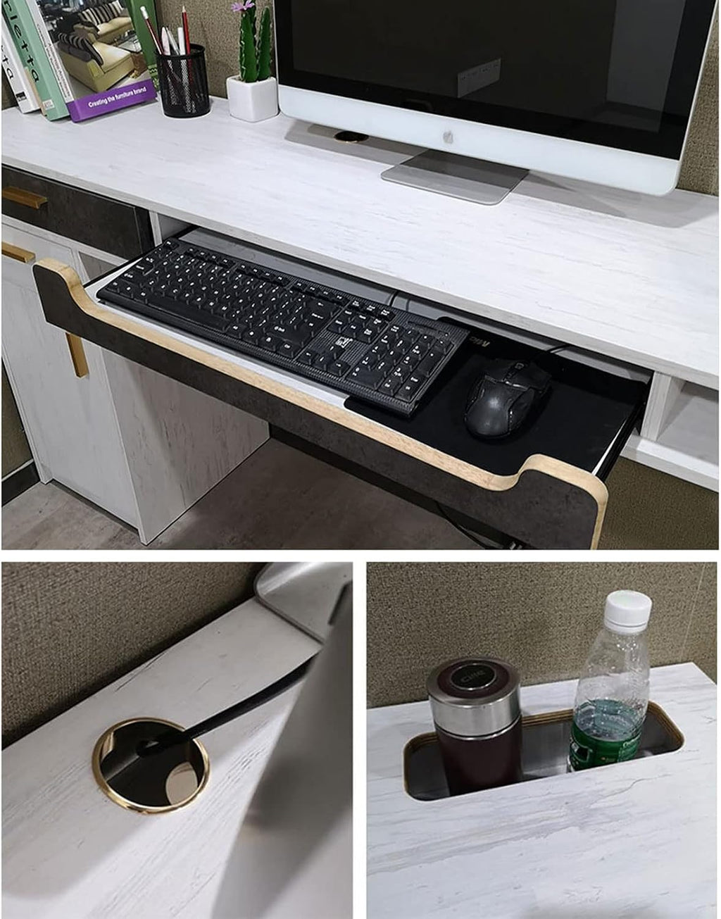 Wall-Mounted Workstation Desk & TV Cabinet - Floating Shelf Storage for Media Console, Audio-Visual Equipment, Home Office & Bedroom Furniture, Corner Shelf Solution